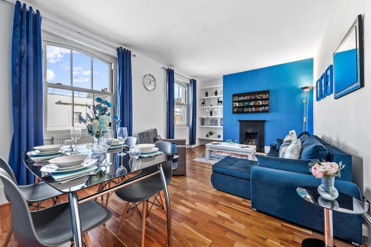 Balcony Blue Theme 1 Bedroom Central London Luxury Flat Near Hyde Park! Accommodates Up To 6! Double Sofa Bed And Next To Station! Exteriér fotografie