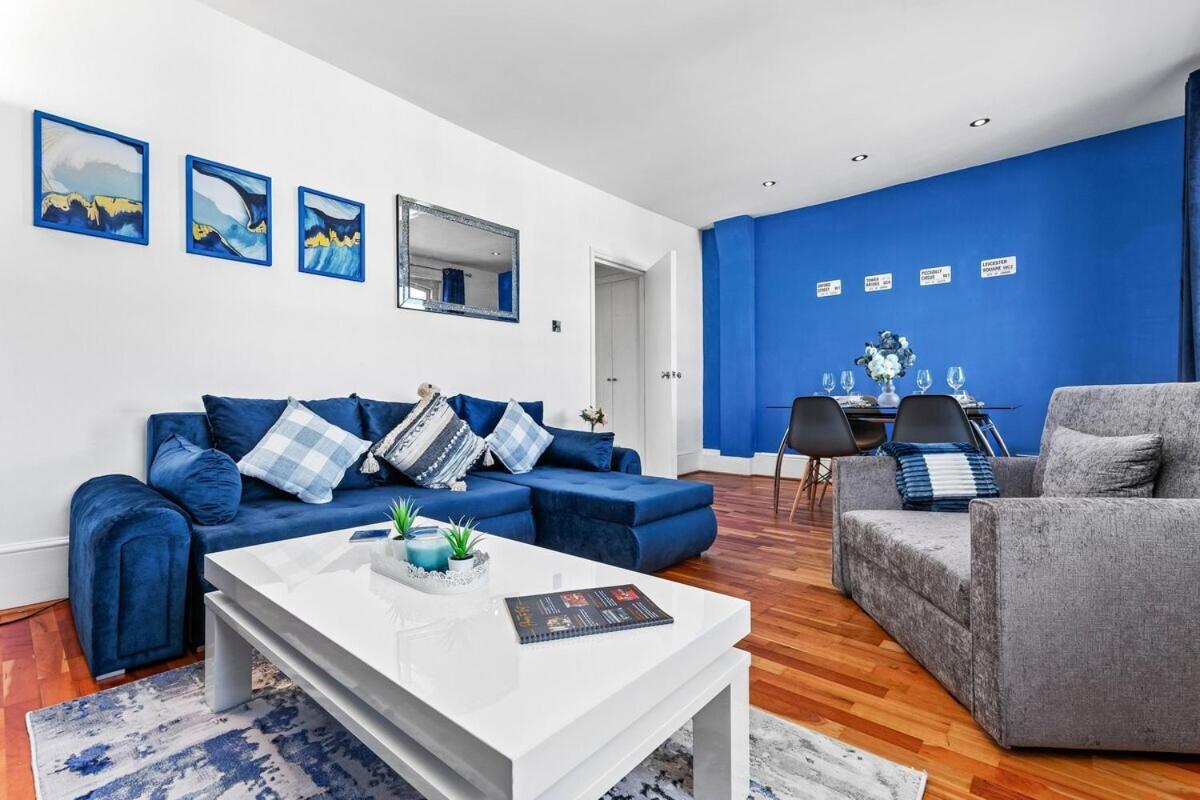 Balcony Blue Theme 1 Bedroom Central London Luxury Flat Near Hyde Park! Accommodates Up To 6! Double Sofa Bed And Next To Station! Exteriér fotografie